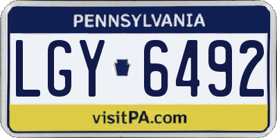 PA license plate LGY6492