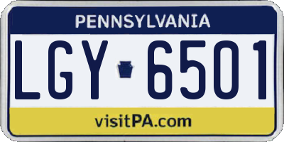 PA license plate LGY6501