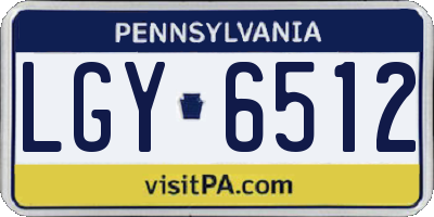 PA license plate LGY6512