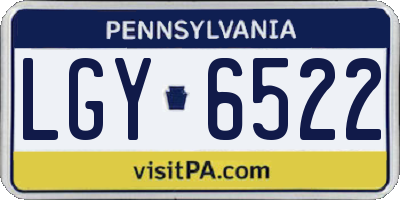 PA license plate LGY6522