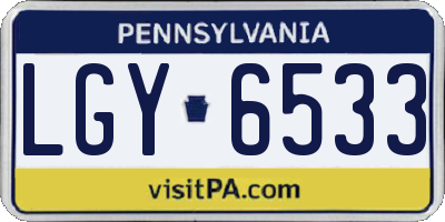 PA license plate LGY6533