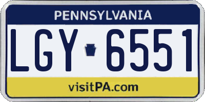 PA license plate LGY6551