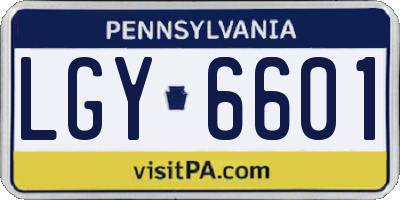 PA license plate LGY6601