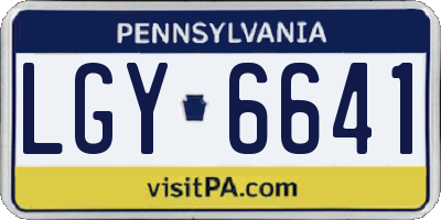PA license plate LGY6641