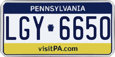 PA license plate LGY6650