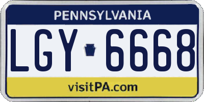 PA license plate LGY6668