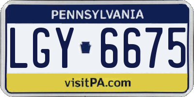 PA license plate LGY6675