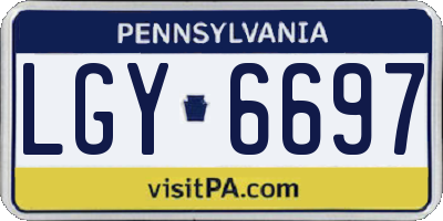PA license plate LGY6697