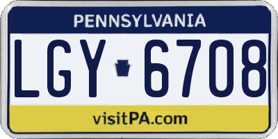 PA license plate LGY6708