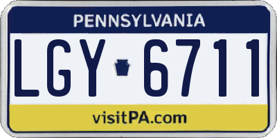 PA license plate LGY6711