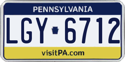 PA license plate LGY6712