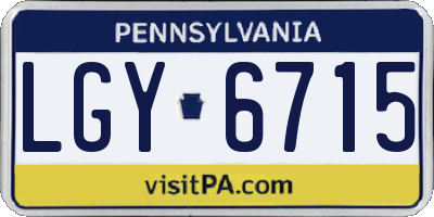 PA license plate LGY6715