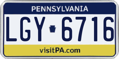 PA license plate LGY6716