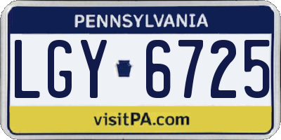 PA license plate LGY6725