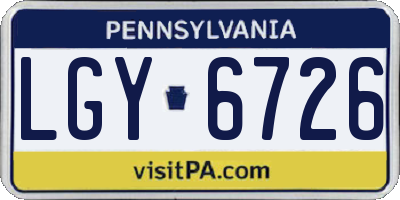 PA license plate LGY6726