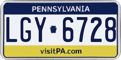 PA license plate LGY6728