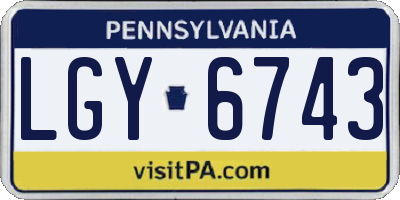 PA license plate LGY6743