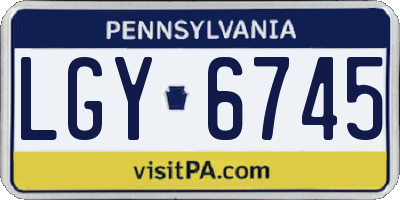 PA license plate LGY6745