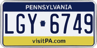PA license plate LGY6749