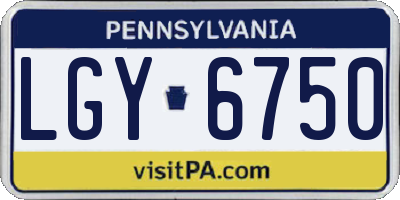 PA license plate LGY6750