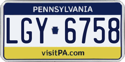 PA license plate LGY6758