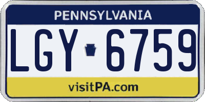 PA license plate LGY6759
