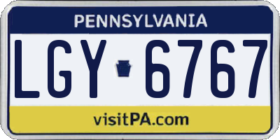 PA license plate LGY6767