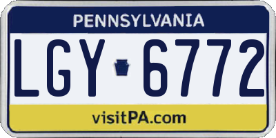 PA license plate LGY6772