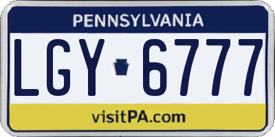 PA license plate LGY6777