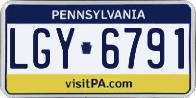 PA license plate LGY6791