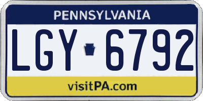 PA license plate LGY6792