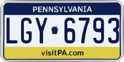 PA license plate LGY6793