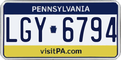 PA license plate LGY6794