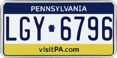 PA license plate LGY6796