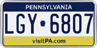 PA license plate LGY6807