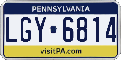 PA license plate LGY6814