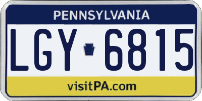 PA license plate LGY6815