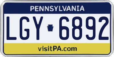 PA license plate LGY6892