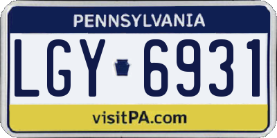 PA license plate LGY6931