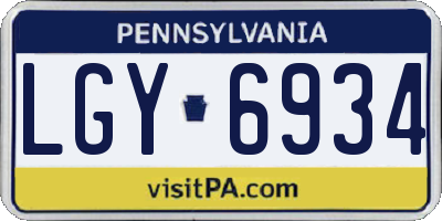 PA license plate LGY6934