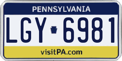 PA license plate LGY6981