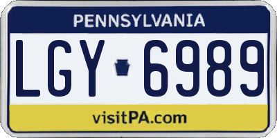 PA license plate LGY6989