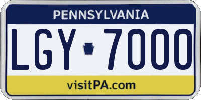 PA license plate LGY7000