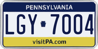 PA license plate LGY7004