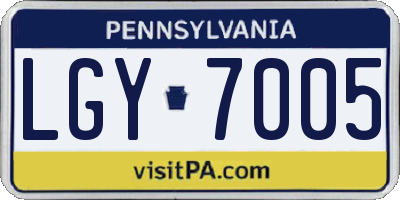 PA license plate LGY7005