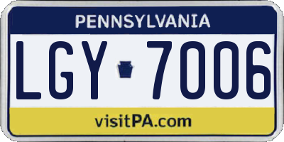 PA license plate LGY7006