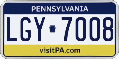 PA license plate LGY7008