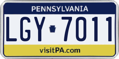 PA license plate LGY7011