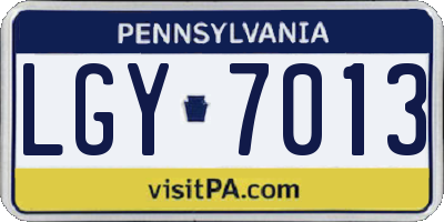 PA license plate LGY7013
