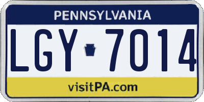 PA license plate LGY7014